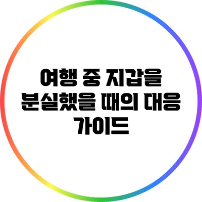 여행 중 지갑을 분실했을 때의 대응 가이드