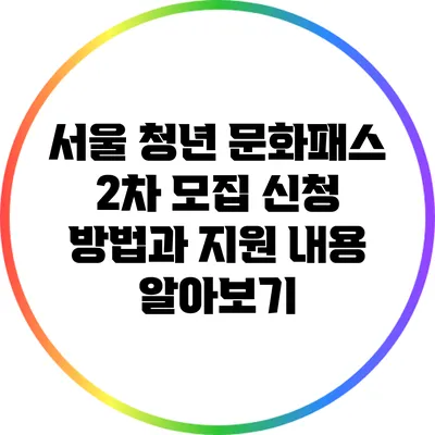서울 청년 문화패스 2차 모집 신청 방법과 지원 내용 알아보기