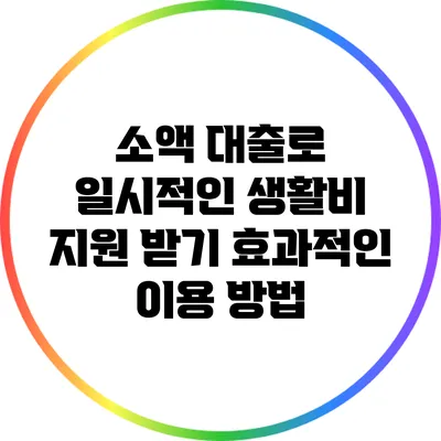 소액 대출로 일시적인 생활비 지원 받기: 효과적인 이용 방법