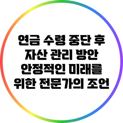 연금 수령 중단 후 자산 관리 방안: 안정적인 미래를 위한 전문가의 조언