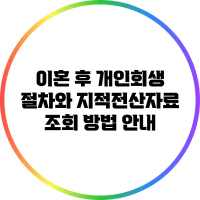 이혼 후 개인회생 절차와 지적전산자료 조회 방법 안내