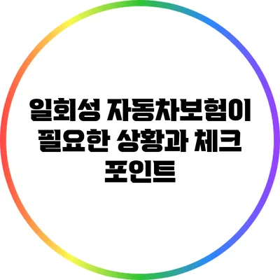 일회성 자동차보험이 필요한 상황과 체크 포인트