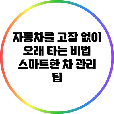 자동차를 고장 없이 오래 타는 비법: 스마트한 차 관리 팁