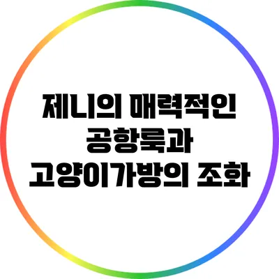 제니의 매력적인 공항룩과 고양이가방의 조화