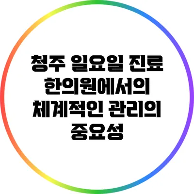 청주 일요일 진료 한의원에서의 체계적인 관리의 중요성