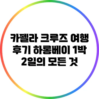 카펠라 크루즈 여행 후기: 하롱베이 1박 2일의 모든 것