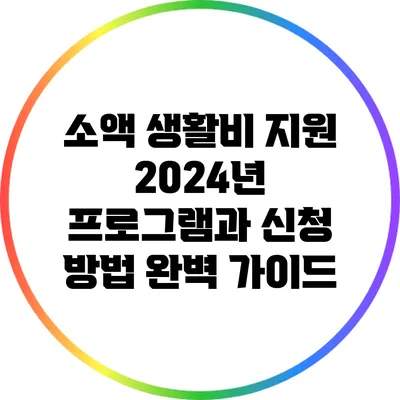 소액 생활비 지원: 2024년 프로그램과 신청 방법 완벽 가이드