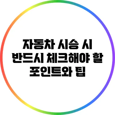 자동차 시승 시 반드시 체크해야 할 포인트와 팁