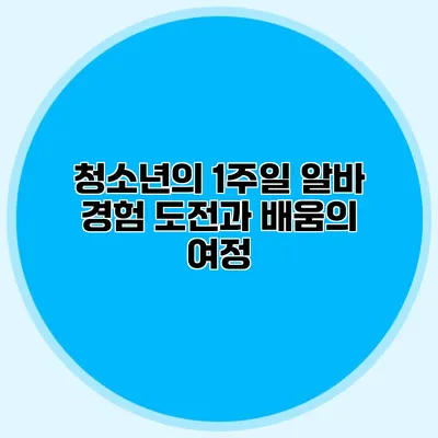 청소년의 1주일 알바 경험: 도전과 배움의 여정