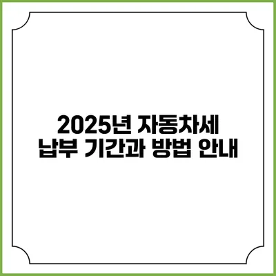 2025년 자동차세 납부 기간과 방법 안내