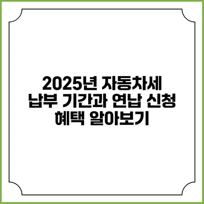 2025년 자동차세 납부 기간과 연납 신청 혜택 알아보기