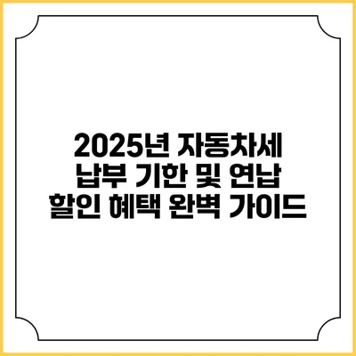 2025년 자동차세 납부 기한 및 연납 할인 혜택 완벽 가이드