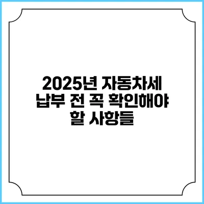 2025년 자동차세 납부 전 꼭 확인해야 할 사항들