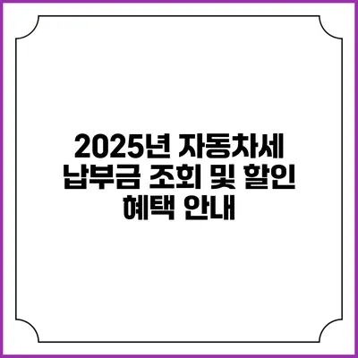 2025년 자동차세 납부금 조회 및 할인 혜택 안내