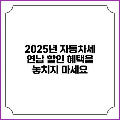 2025년 자동차세 연납 할인 혜택을 놓치지 마세요