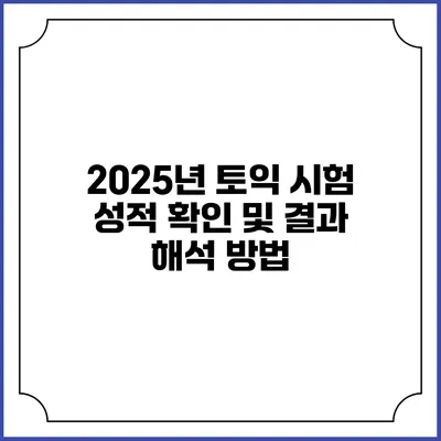 2025년 토익 시험 성적 확인 및 결과 해석 방법