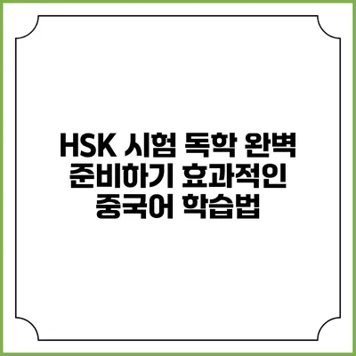 HSK 시험 독학 완벽 준비하기: 효과적인 중국어 학습법