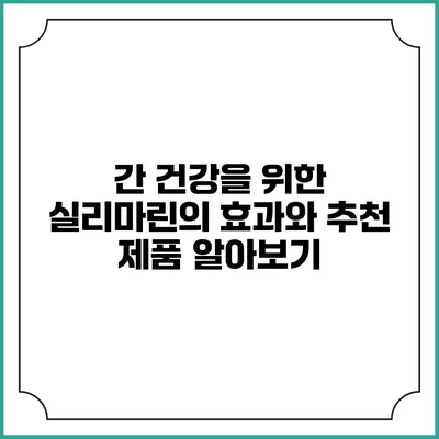 간 건강을 위한 실리마린의 효과와 추천 제품 알아보기