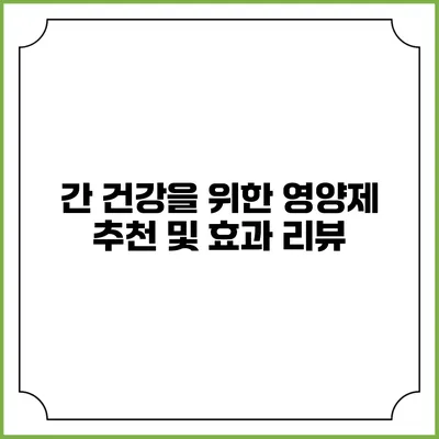 간 건강을 위한 영양제 추천 및 효과 리뷰