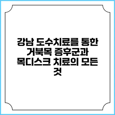 강남 도수치료를 통한 거북목 증후군과 목디스크 치료의 모든 것