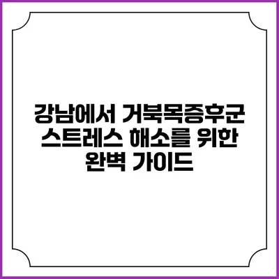 강남에서 거북목증후군 스트레스 해소를 위한 완벽 가이드