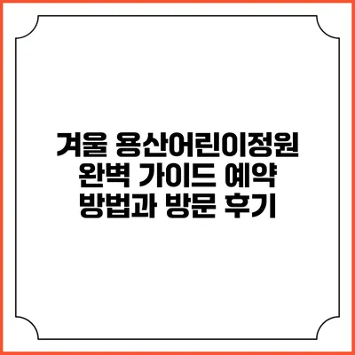 겨울 용산어린이정원 완벽 가이드: 예약 방법과 방문 후기