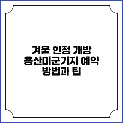 겨울 한정 개방: 용산미군기지 예약 방법과 팁