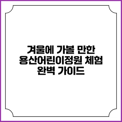 겨울에 가볼 만한 용산어린이정원 체험 완벽 가이드