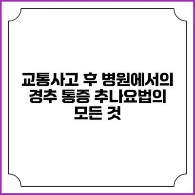 교통사고 후 병원에서의 경추 통증 추나요법의 모든 것