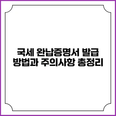 국세 완납증명서 발급 방법과 주의사항 총정리