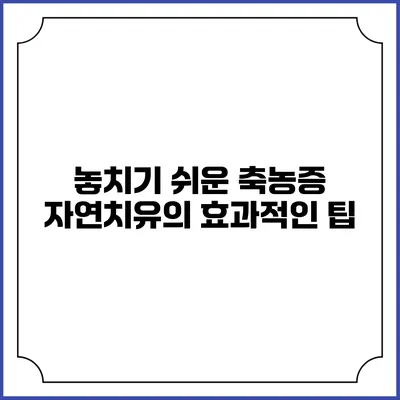 놓치기 쉬운 축농증 자연치유의 효과적인 팁