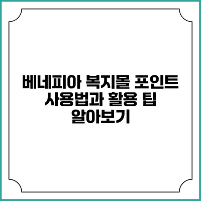 베네피아 복지몰 포인트 사용법과 활용 팁 알아보기
