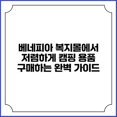 베네피아 복지몰에서 저렴하게 캠핑 용품 구매하는 완벽 가이드