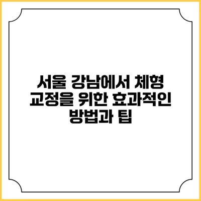 서울 강남에서 체형 교정을 위한 효과적인 방법과 팁