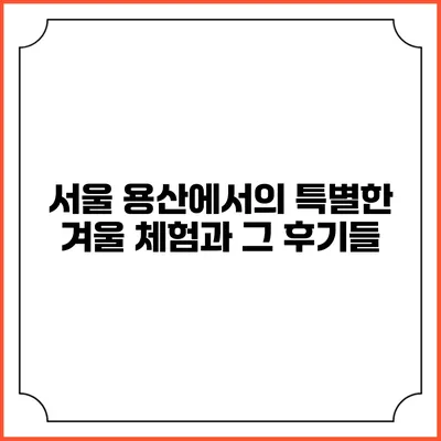 서울 용산에서의 특별한 겨울 체험과 그 후기들