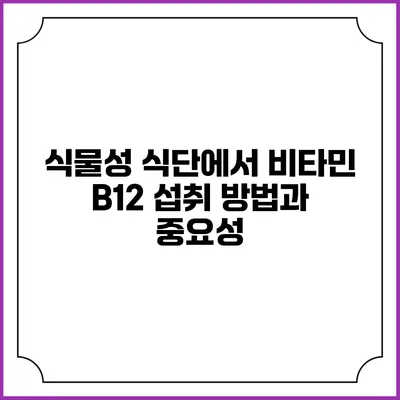 식물성 식단에서 비타민 B12 섭취 방법과 중요성