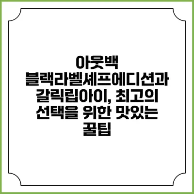 아웃백 블랙라벨셰프에디션과 갈릭립아이, 최고의 선택을 위한 맛있는 꿀팁