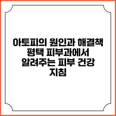 아토피의 원인과 해결책: 평택 피부과에서 알려주는 피부 건강 지침