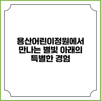 용산어린이정원에서 만나는 별빛 아래의 특별한 경험