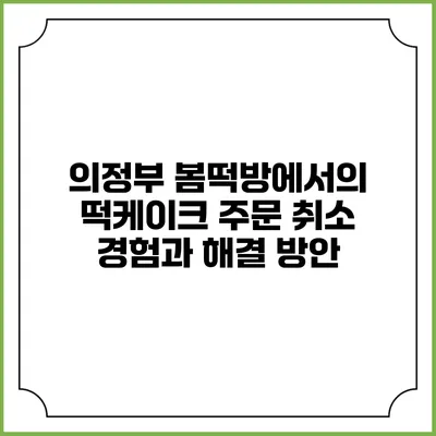의정부 봄떡방에서의 떡케이크 주문 취소 경험과 해결 방안