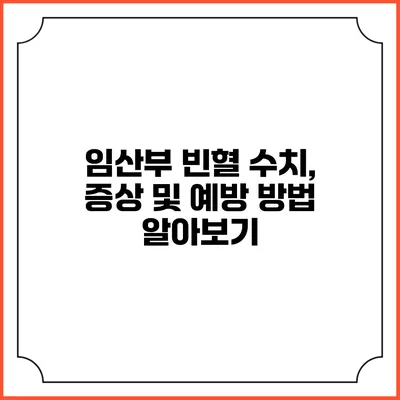 임산부 빈혈: 수치, 증상 및 예방 방법 알아보기