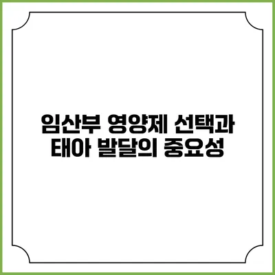임산부 영양제 선택과 태아 발달의 중요성