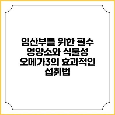 임산부를 위한 필수 영양소와 식물성 오메가3의 효과적인 섭취법