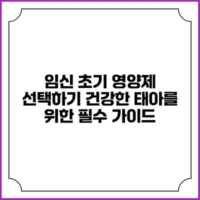 임신 초기 영양제 선택하기: 건강한 태아를 위한 필수 가이드