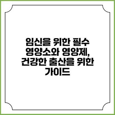 임신을 위한 필수 영양소와 영양제, 건강한 출산을 위한 가이드