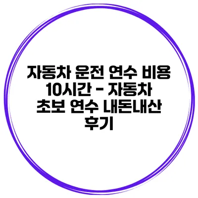 자동차 운전 연수 비용 10시간 - 자동차 초보 연수 내돈내산 후기
