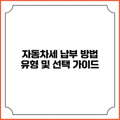 자동차세 납부 방법 유형 및 선택 가이드
