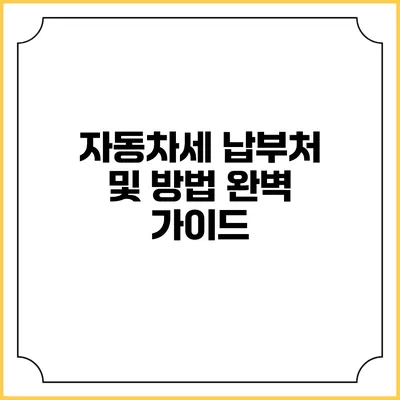 자동차세 납부처 및 방법 완벽 가이드