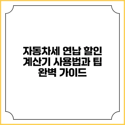 자동차세 연납 할인 계산기 사용법과 팁 완벽 가이드