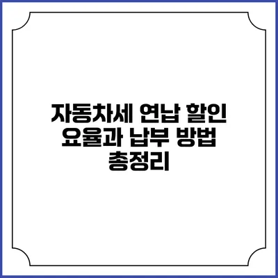 자동차세 연납 할인 요율과 납부 방법 총정리